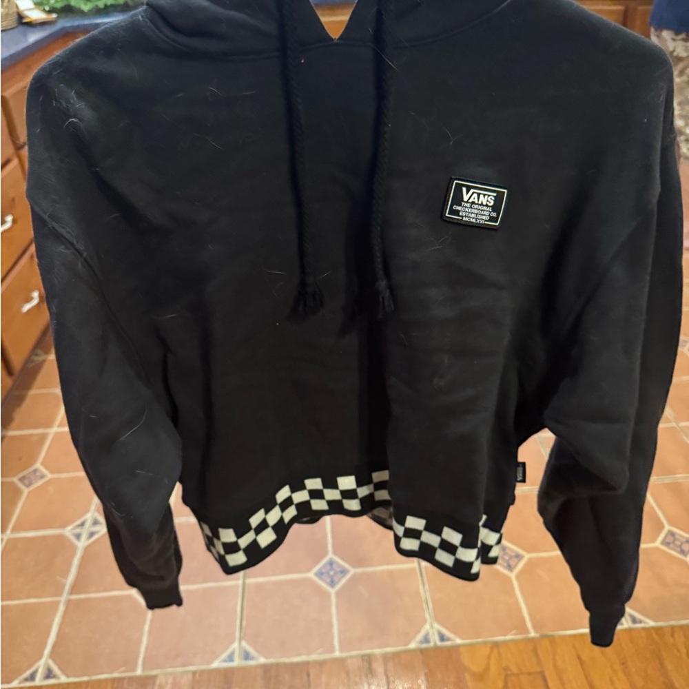 Vans Black Hoodie with Checkered Pattern